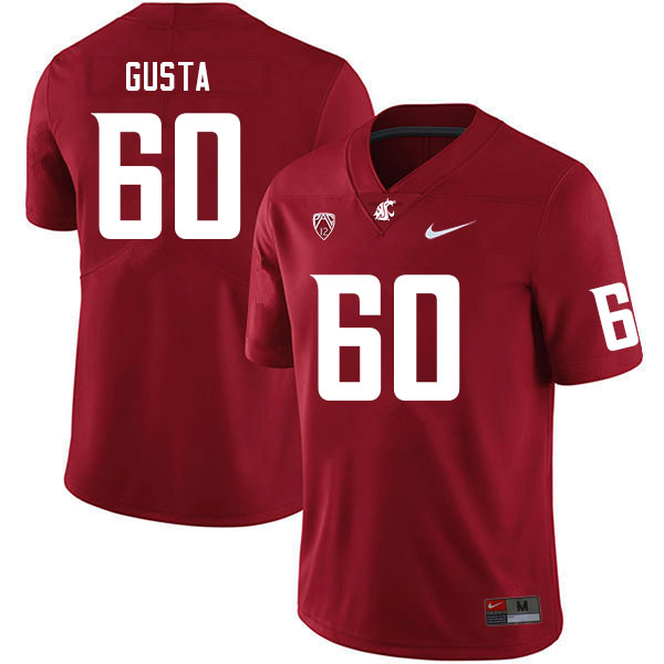 Men #60 David Gusta Washington State Cougars College Football Jerseys Sale-Crimson
